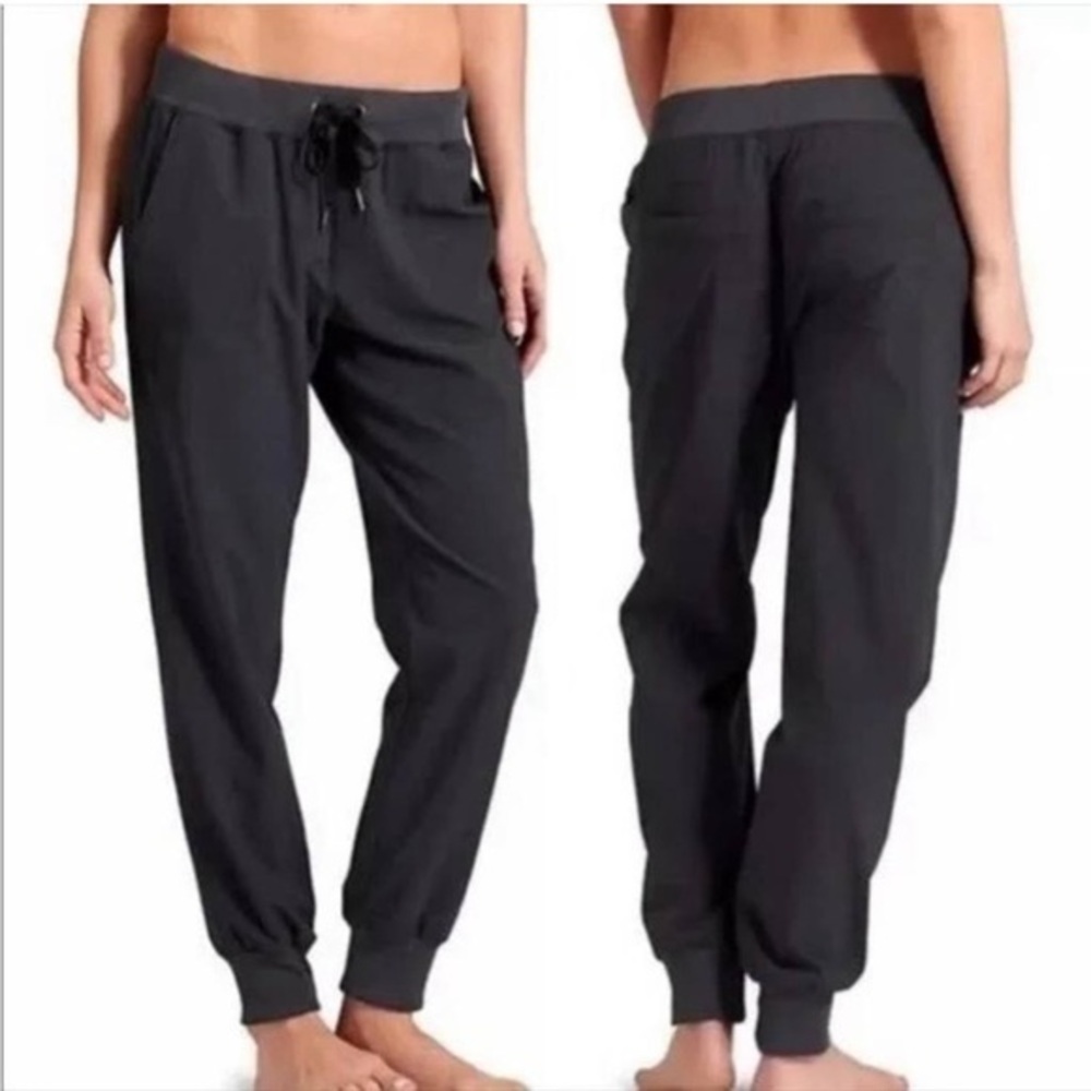 Athleta Stripe City Jogger Pants Flint Grey Size 8